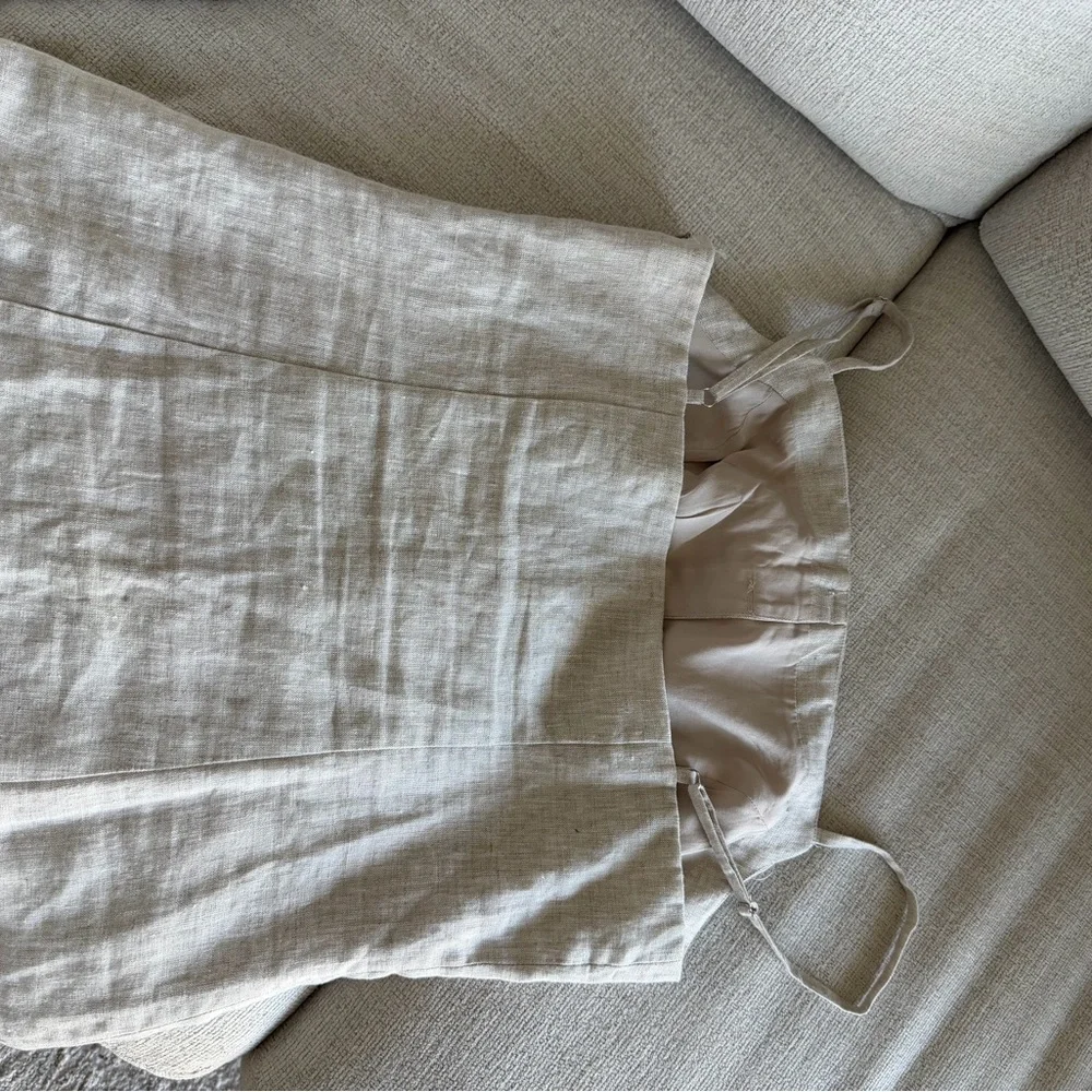Reformation Antonia Linen Top in Oatmeal Size 10 - Picture 2 of 6